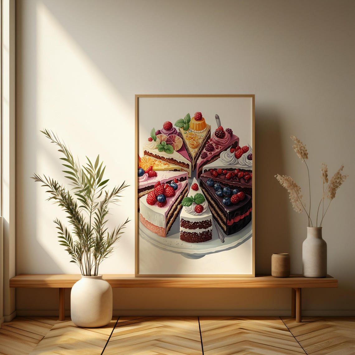 Colorful Berry Cake Slices Arranged In Circle Dessert Art Poster - Image 3