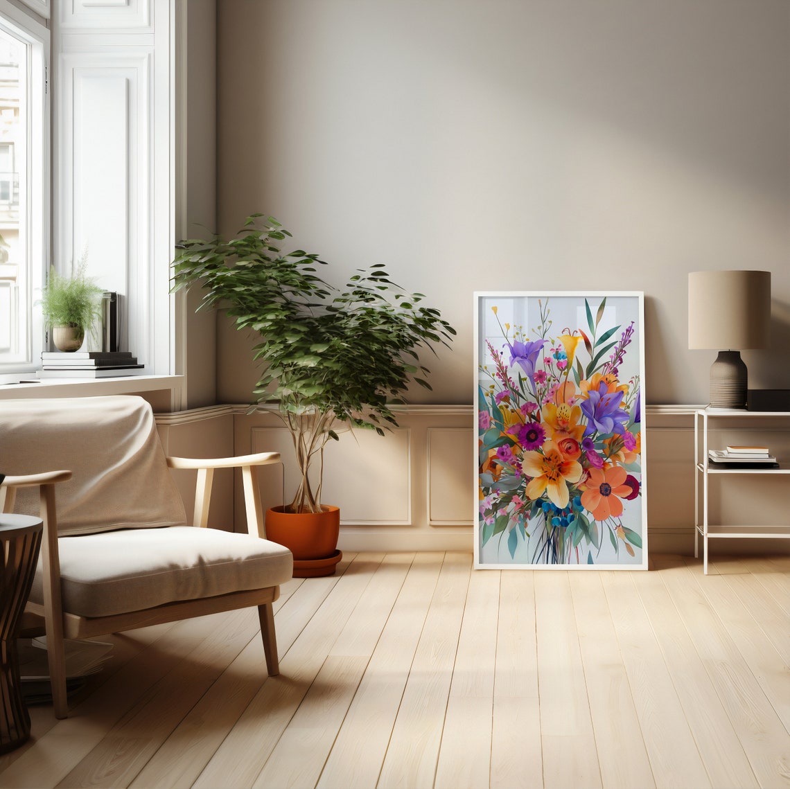 Cheerful Flower Bouquet Artwork Bold And Colorful Floral Wall Art - Image 5
