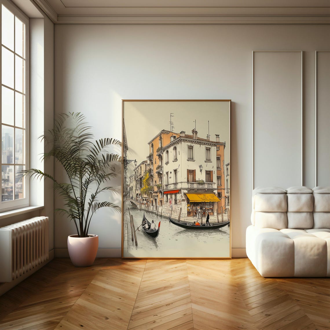Gondolas On A Venice Canal Hand Drawn Italian Travel Sketch Poster - Image 2