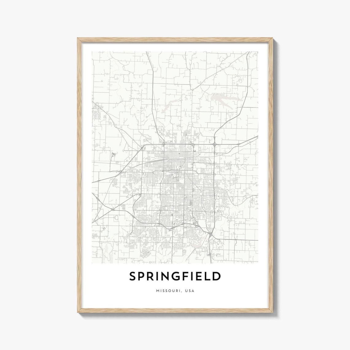 Springfield Missouri City Street Map Minimalist Travel Art Poster