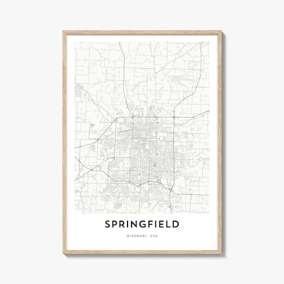Springfield Missouri City Street Map Minimalist Travel Art Poster