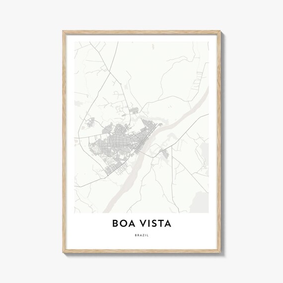 Boa Vista Brazil Street Map Minimalist Black White City Print