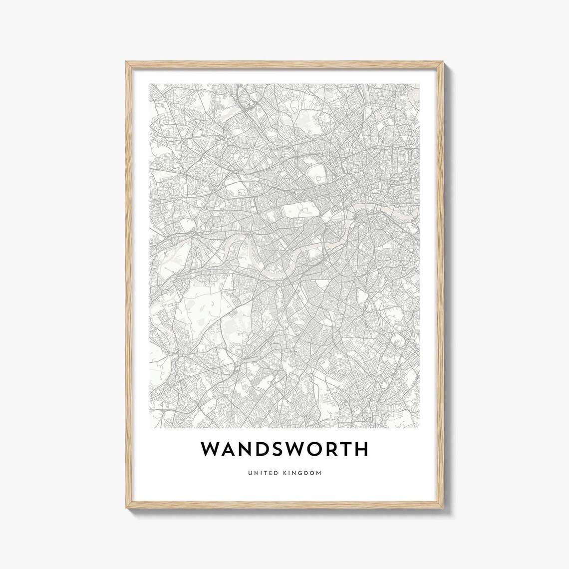 Minimalist Line Map of Wandsworth London United Kingdom Poster