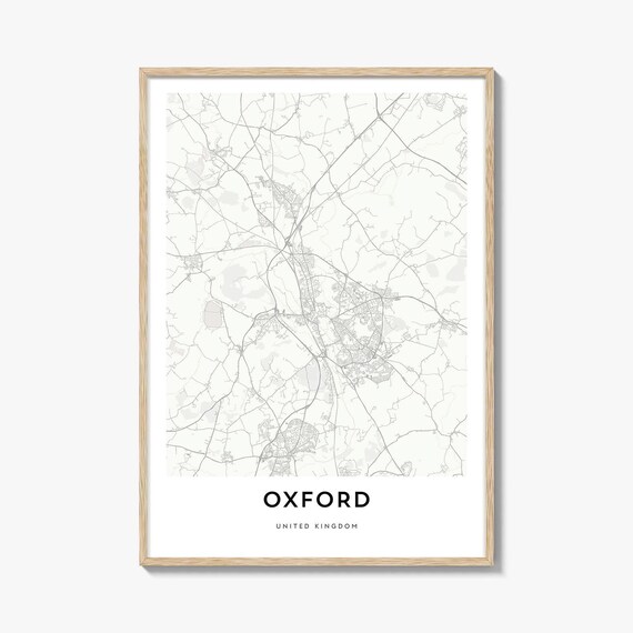Oxford United Kingdom Minimalist White City Street Map Poster