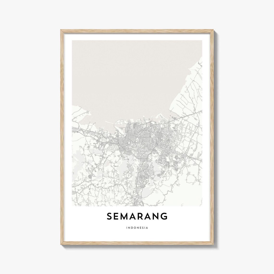 Minimalist Semarang Indonesia City Street Map Gift Poster Art