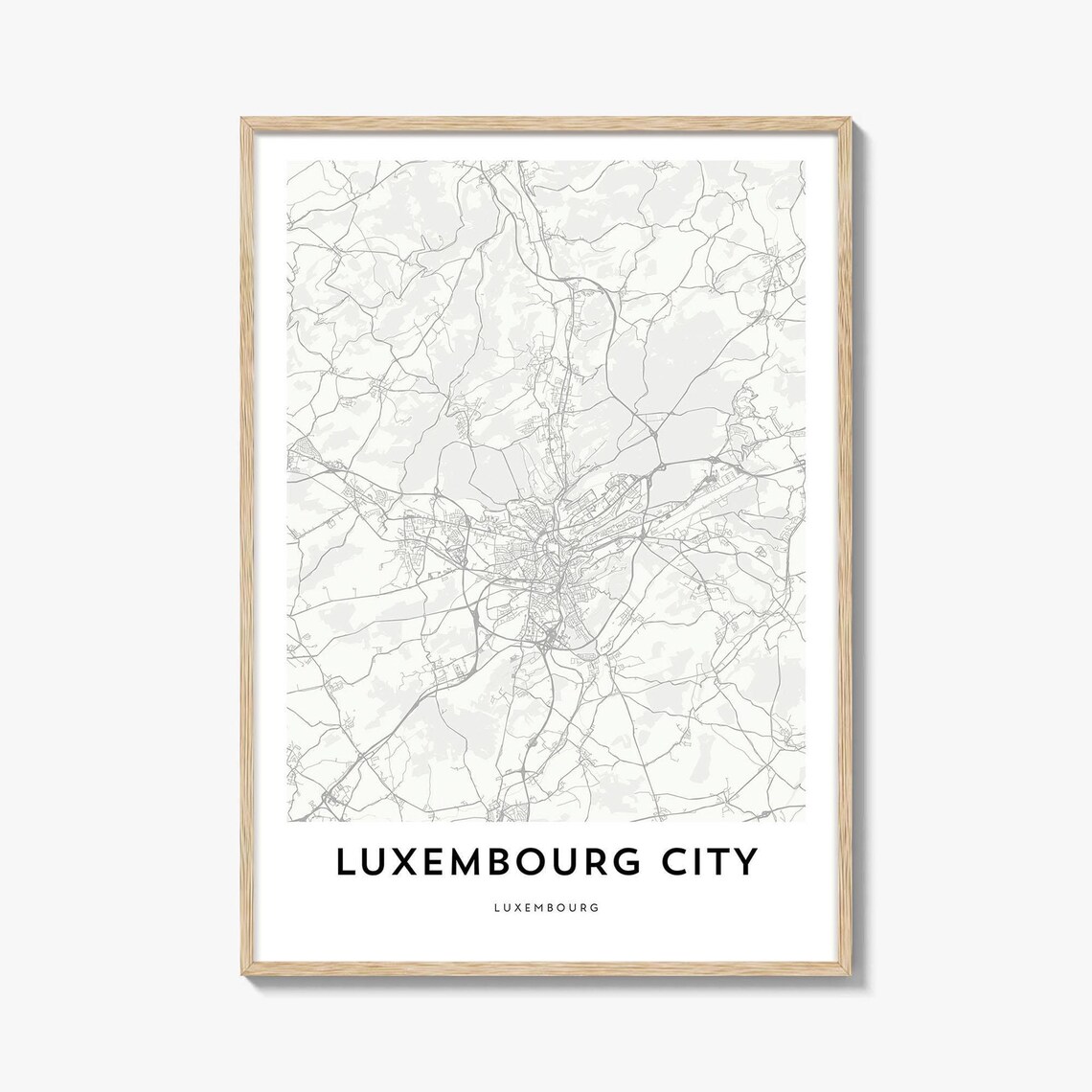 Luxembourg City Minimalist Street Map Art Poster for Home Decor
