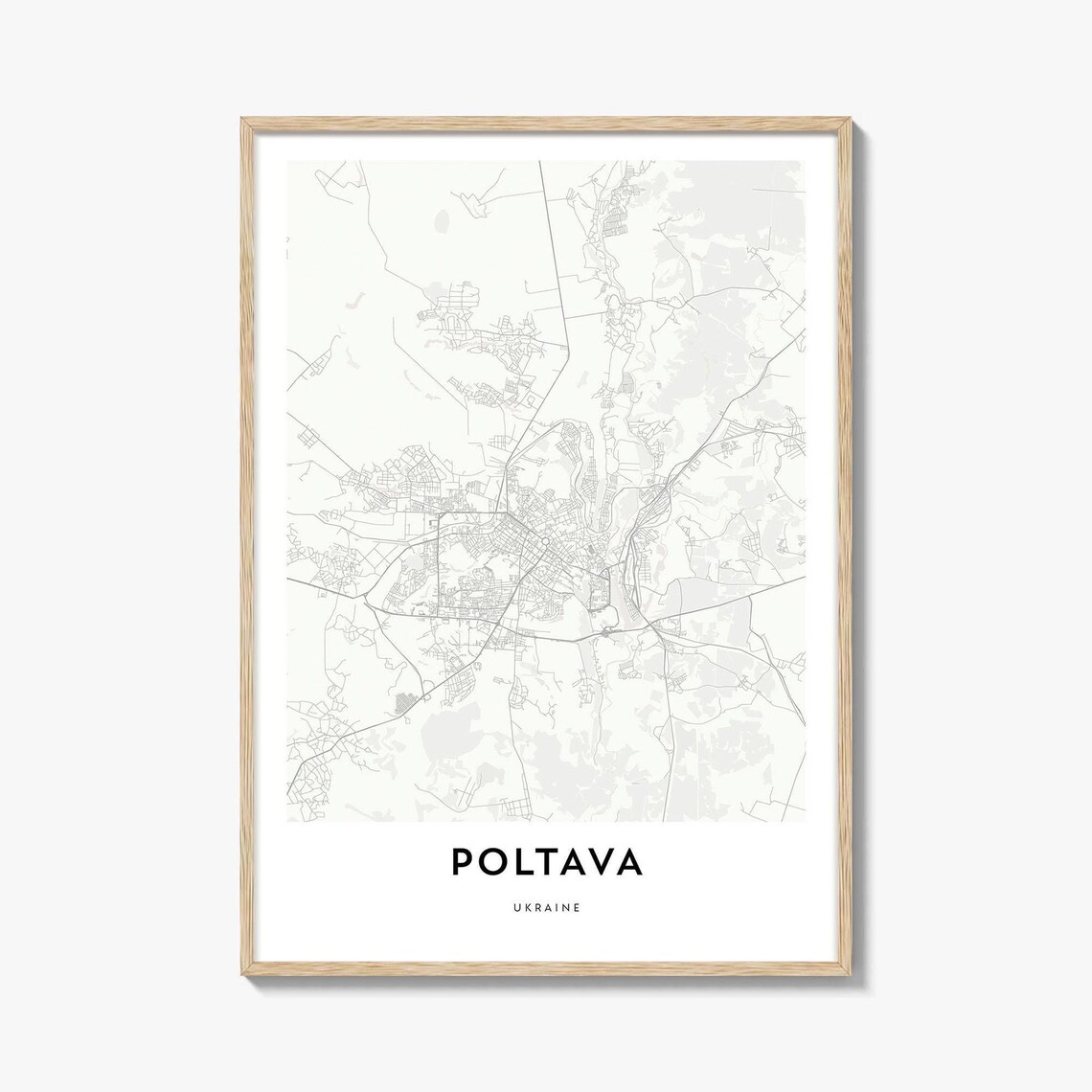 Poltava Ukraine Elegant Minimalist City Street Map Line Art Print