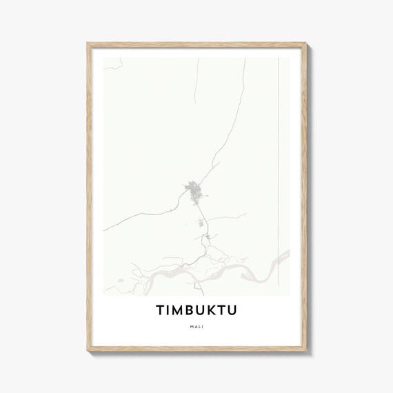 Timbuktu Mali Minimalist Cream City Map Line Art Modern Wall Decor Poster