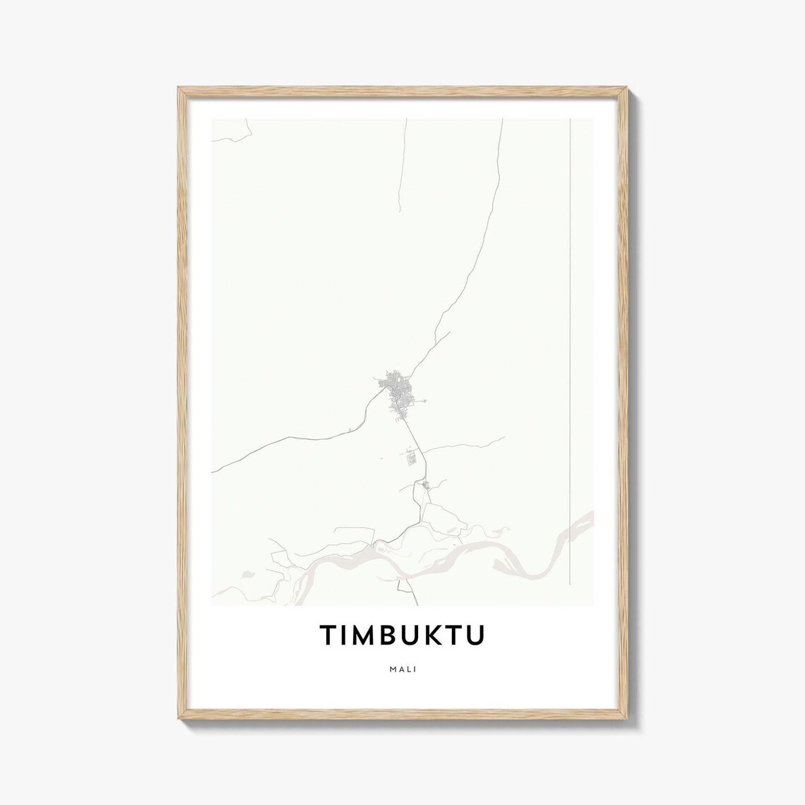 Timbuktu Mali Minimalist Cream City Map Line Art Modern Wall Decor Poster