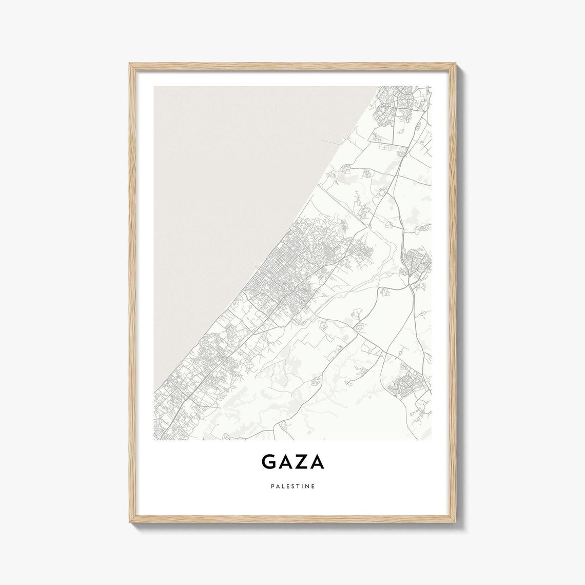 Gaza Palestine Minimalist City Map Street Art Travel Gift Poster