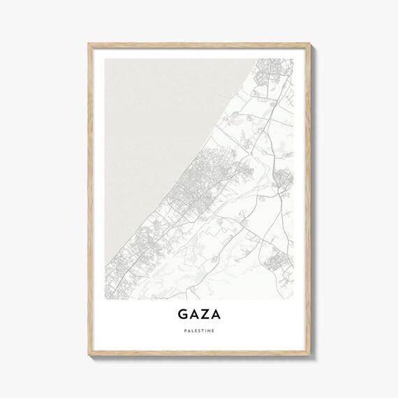 Gaza Palestine Minimalist City Map Street Art Travel Gift Poster