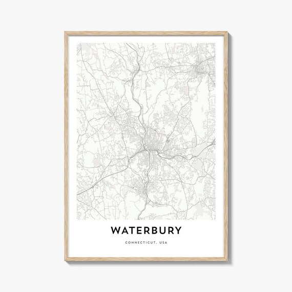 Waterbury Connecticut Minimalist White Style Street Map Art Poster