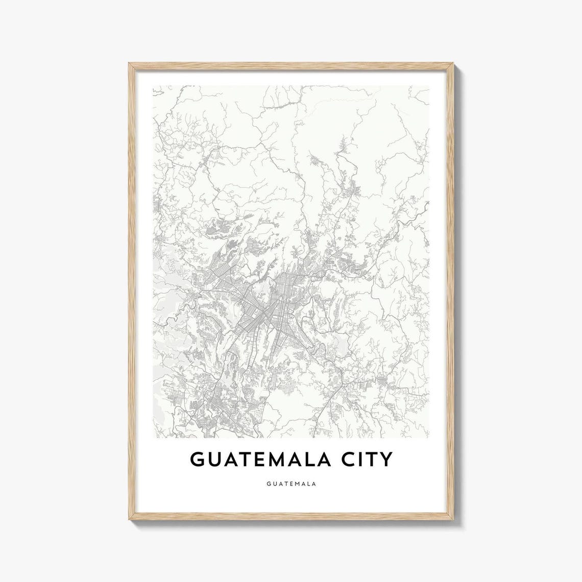 Guatemala City Guatemala Minimalist Map Line Art Travel Poster
