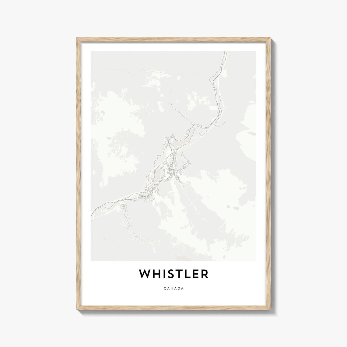 Whistler Canada Minimalist Alpine Mountain Village Map Art Poster