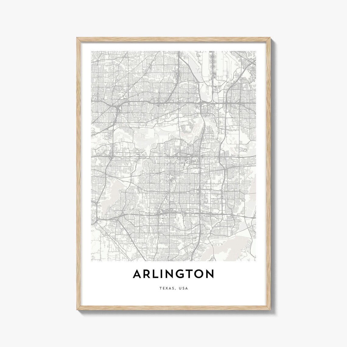 Arlington Texas Minimalist City Map Street Grid Travel Wall Poster