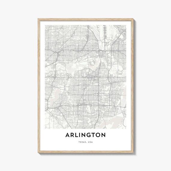 Arlington Texas Minimalist City Map Street Grid Travel Wall Poster