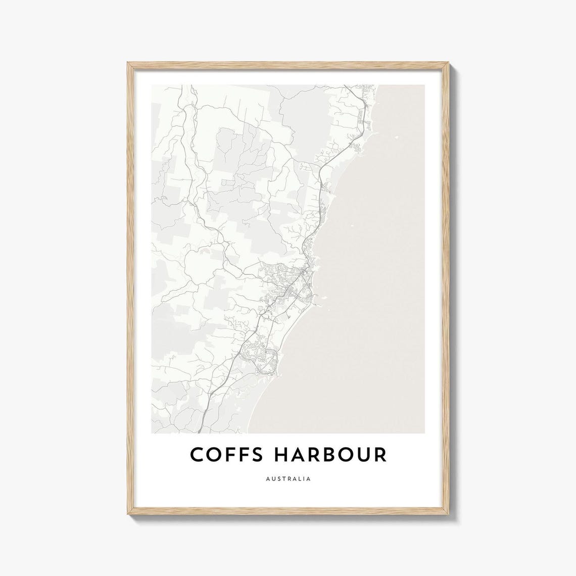 Coffs Harbour Australia Minimalist Coastal City Map Art Poster
