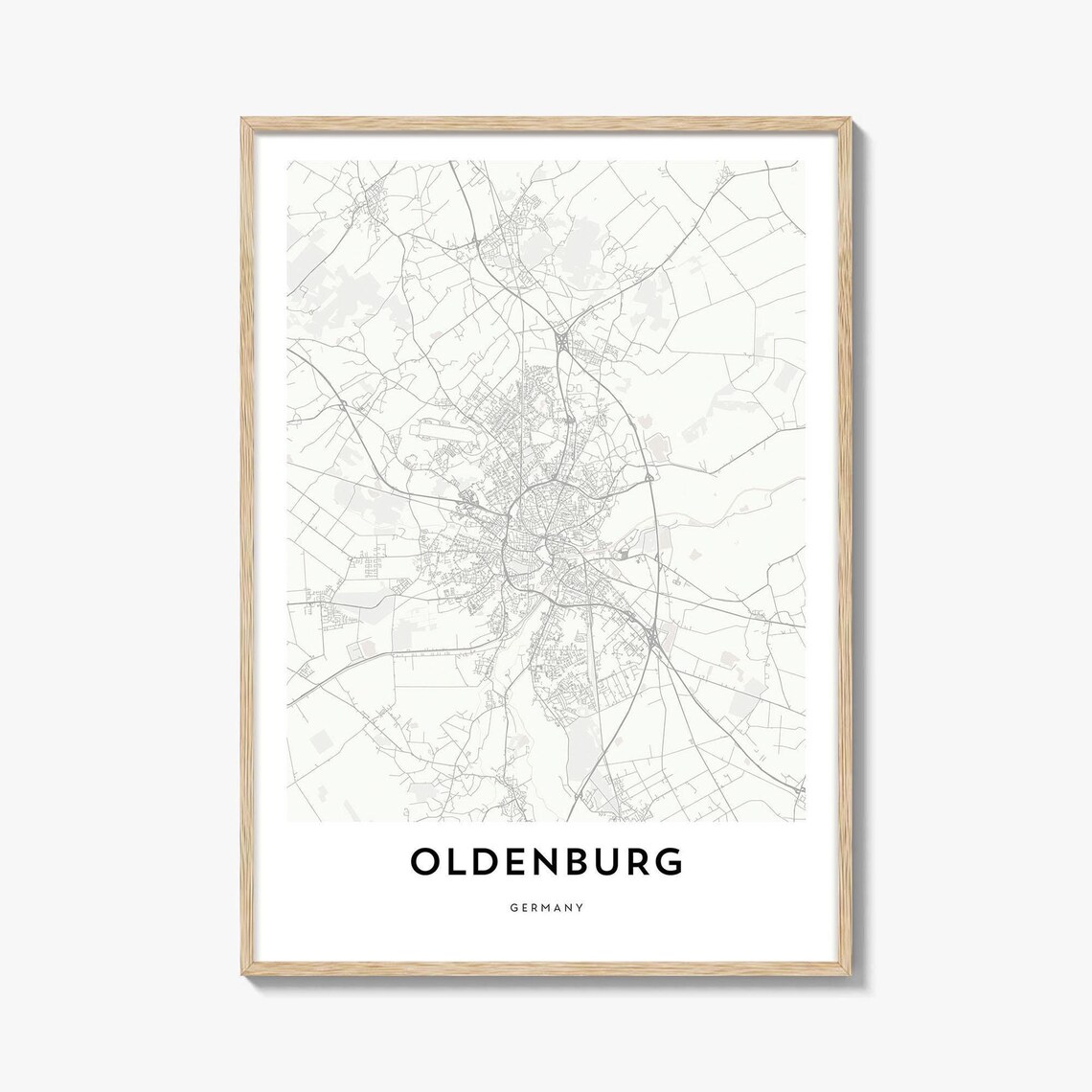 Oldenburg Germany Minimalist Historic City Street Map Poster