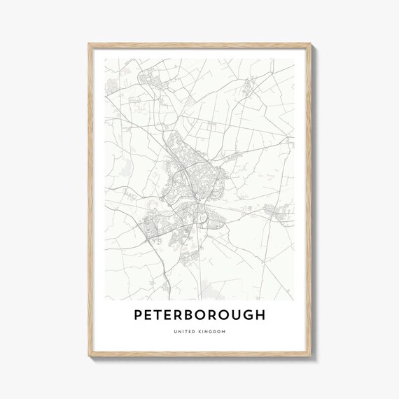 Peterborough United Kingdom Minimalist City Street Map Wall Art