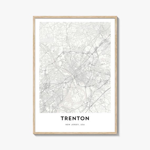 Map Of Trenton Print Gift Poster City Artwork For Home Office New Jersey