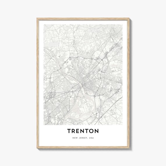 Trenton New Jersey USA Minimal City Map Poster in Light Gray and White