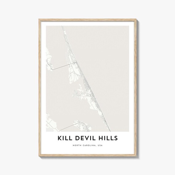 Kill Devil Hills North Carolina Map Print Outer Banks USA Coastal Decor