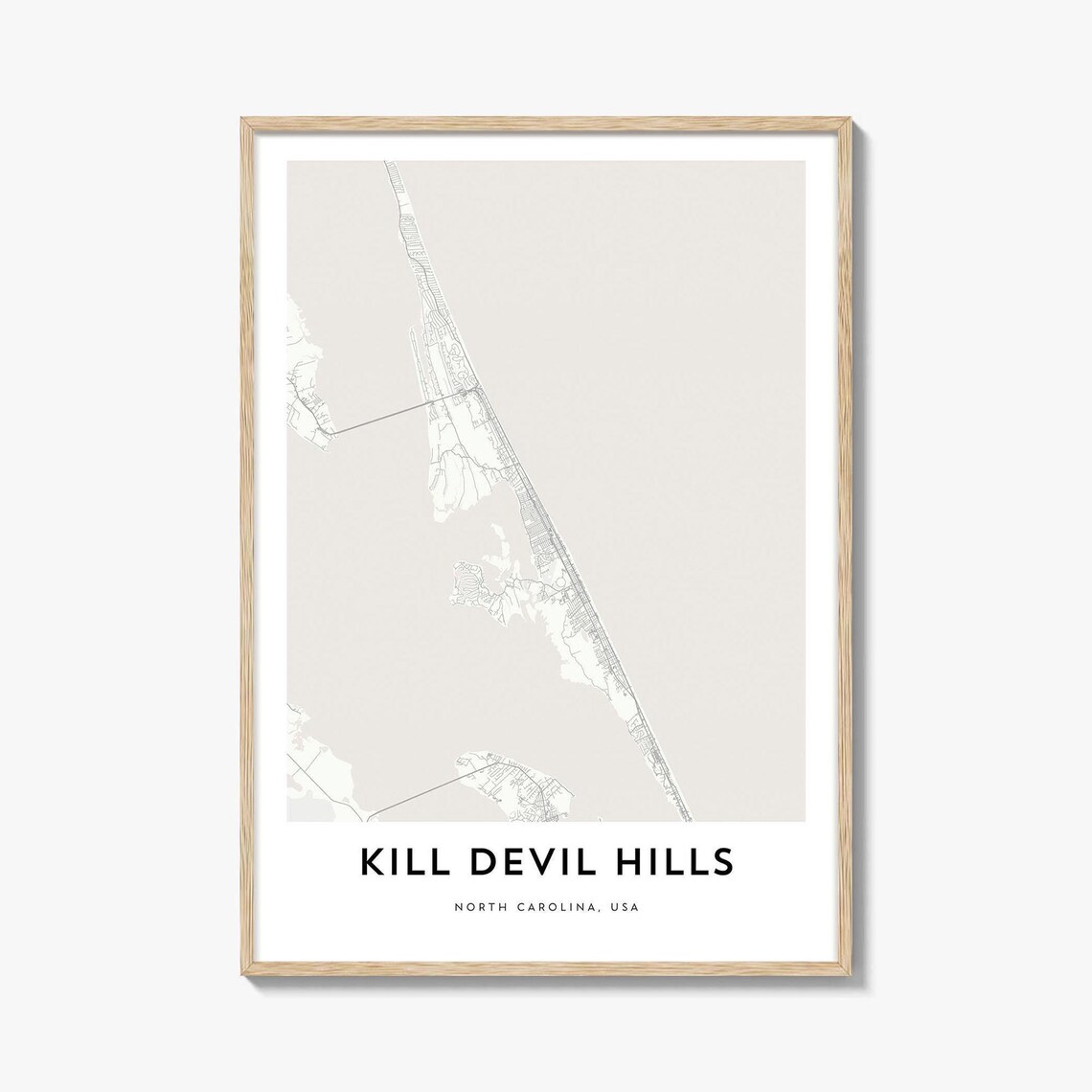 Kill Devil Hills North Carolina Map Print Outer Banks USA Coastal Decor