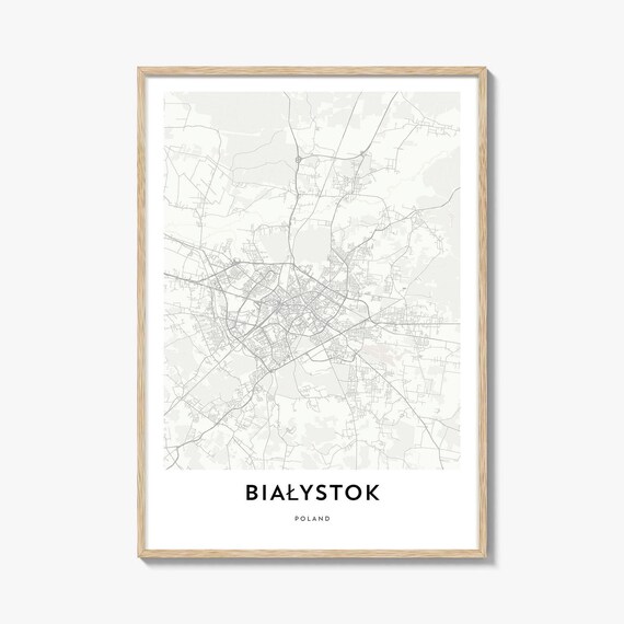 Bialystok Poland Minimalist City Street Map Black White Gift Poster