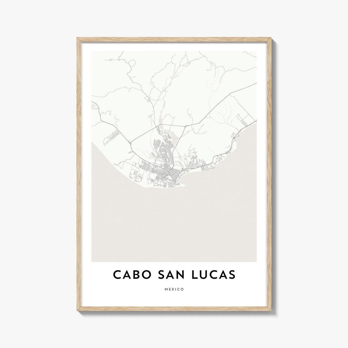 Cabo San Lucas Mexico Minimalist Coastline Map Poster in Modern Style
