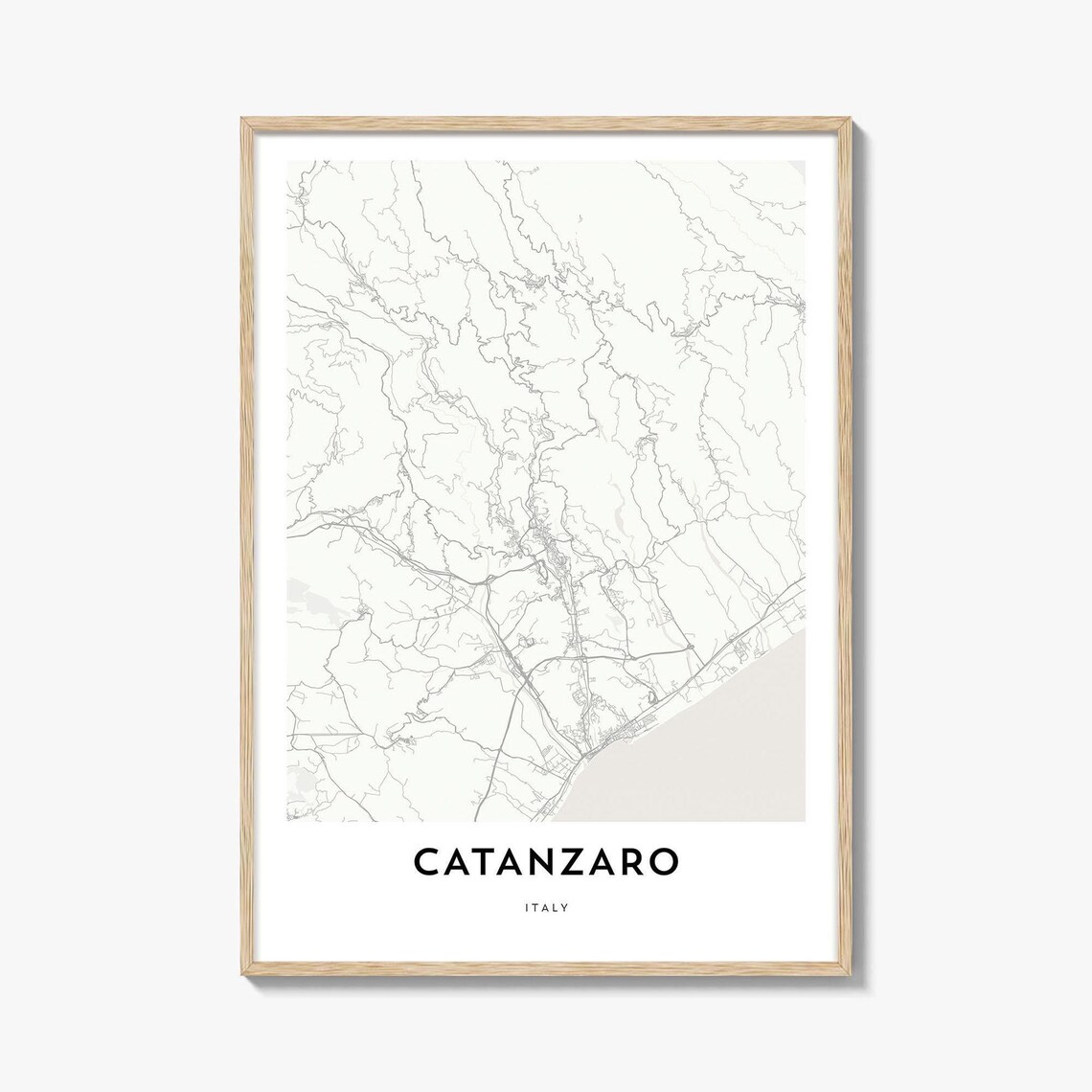 Catanzaro Italy Minimalist City Street Map Line Art Wall Art