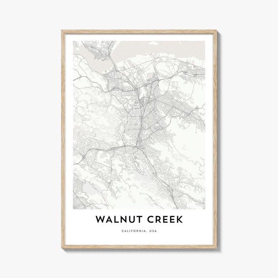 Walnut Creek California Minimalist City Street Map Poster Decor