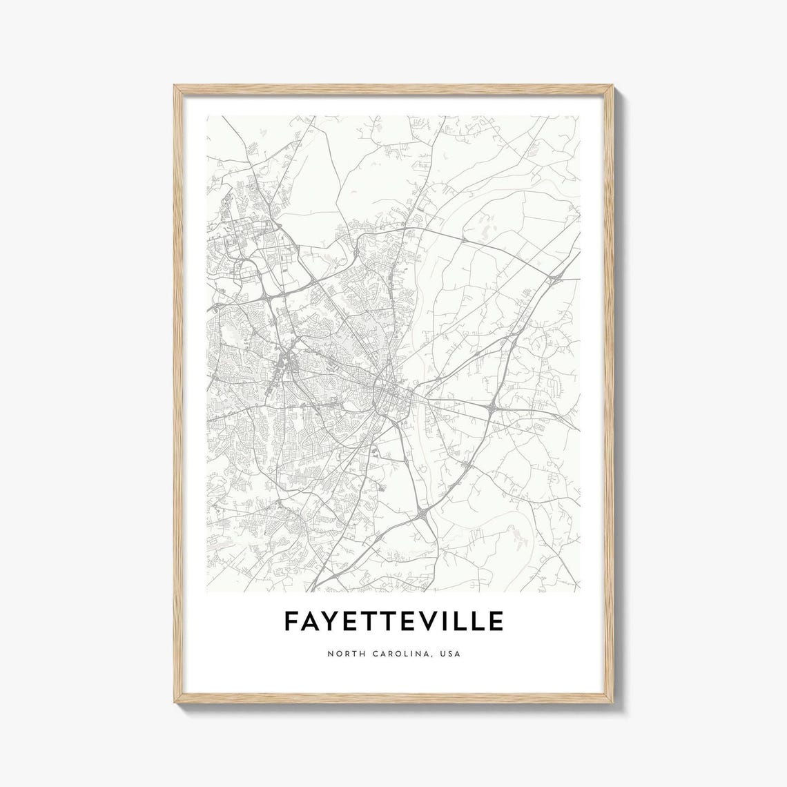 Fayetteville North Carolina Minimalist Black And White City Map Poster