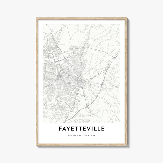 Fayetteville North Carolina Minimalist Black And White City Map Poster
