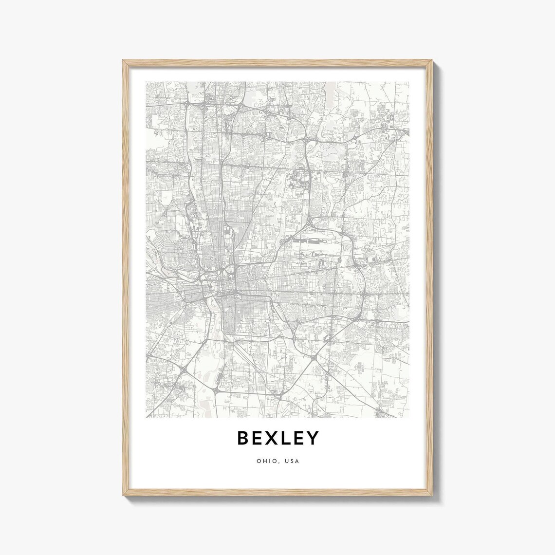 Bexley Ohio USA Minimalist City Street Map Modern Line Art Wall Art
