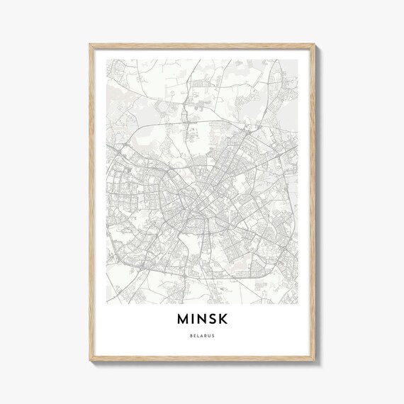 Minimalist Minsk Belarus City Street Map Line Art Poster Gift