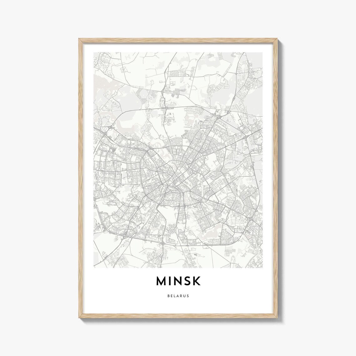 Minimalist Minsk Belarus City Street Map Line Art Poster Gift