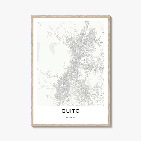 Quito Ecuador Minimal City Map Poster in Light Gray and White