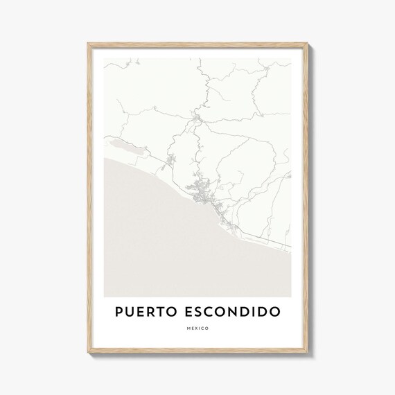 Puerto Escondido Mexico Minimalist Coastal Map Decor Art Poster