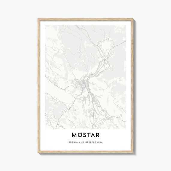 Mostar Bosnia and Herzegovina Street Map City Artwork Poster