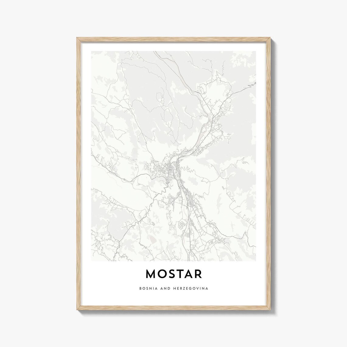Mostar Bosnia and Herzegovina Street Map City Artwork Poster