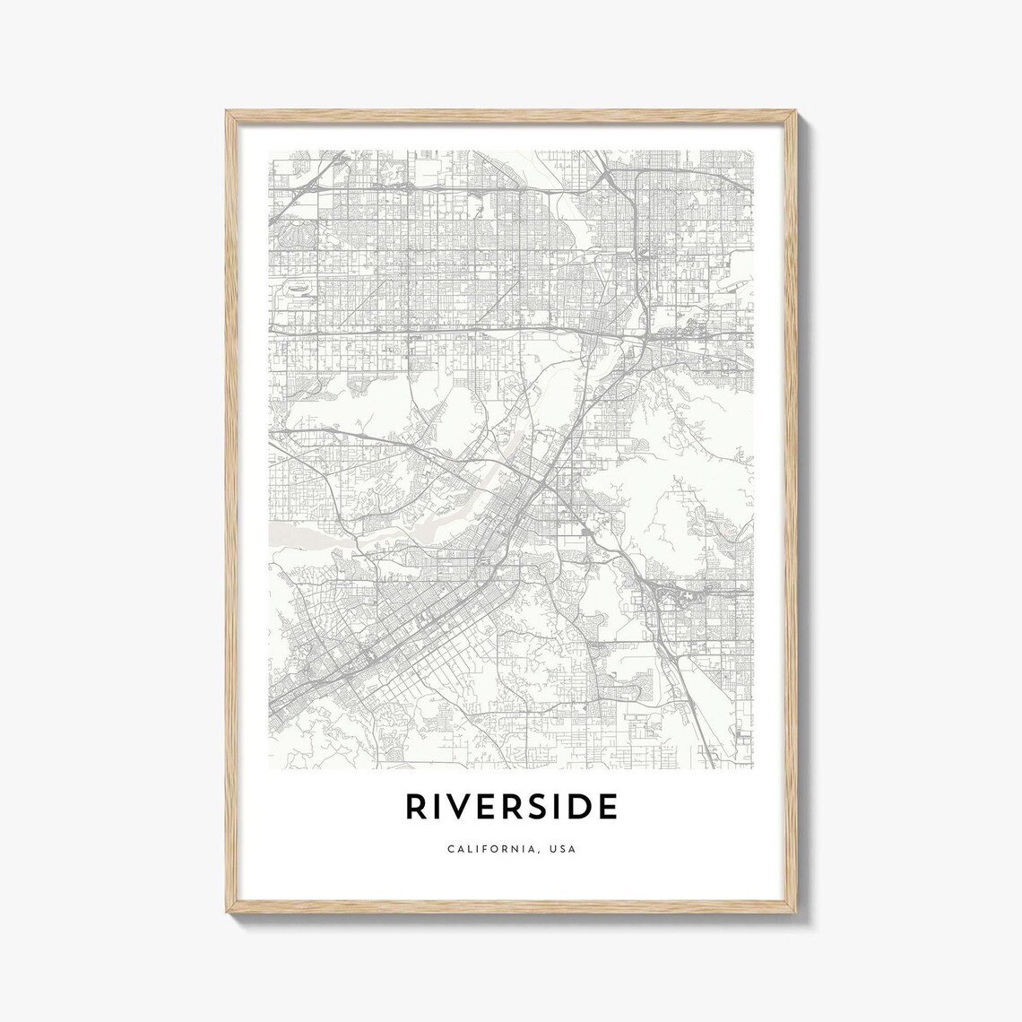 Riverside California Minimalist Street Map City Art Print Decor