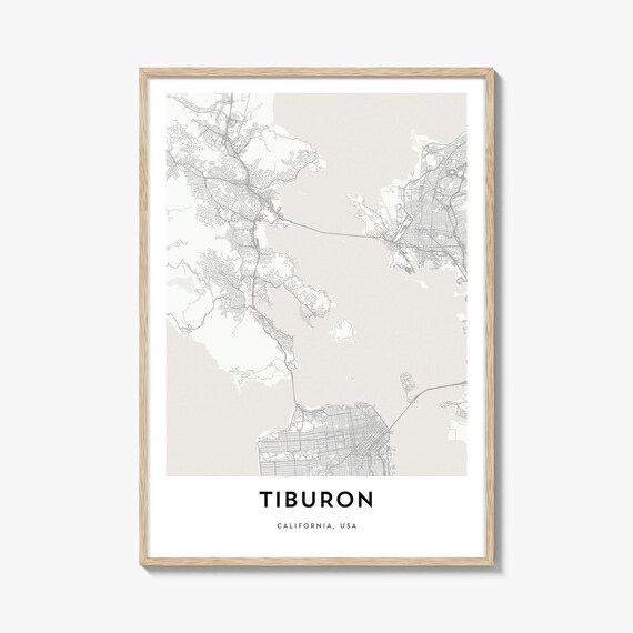 Tiburon California Beige Minimalist City Street Map Art Print