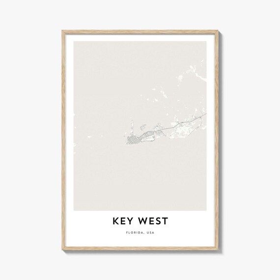 Minimalist Key West Florida USA City Map Poster in Black and White