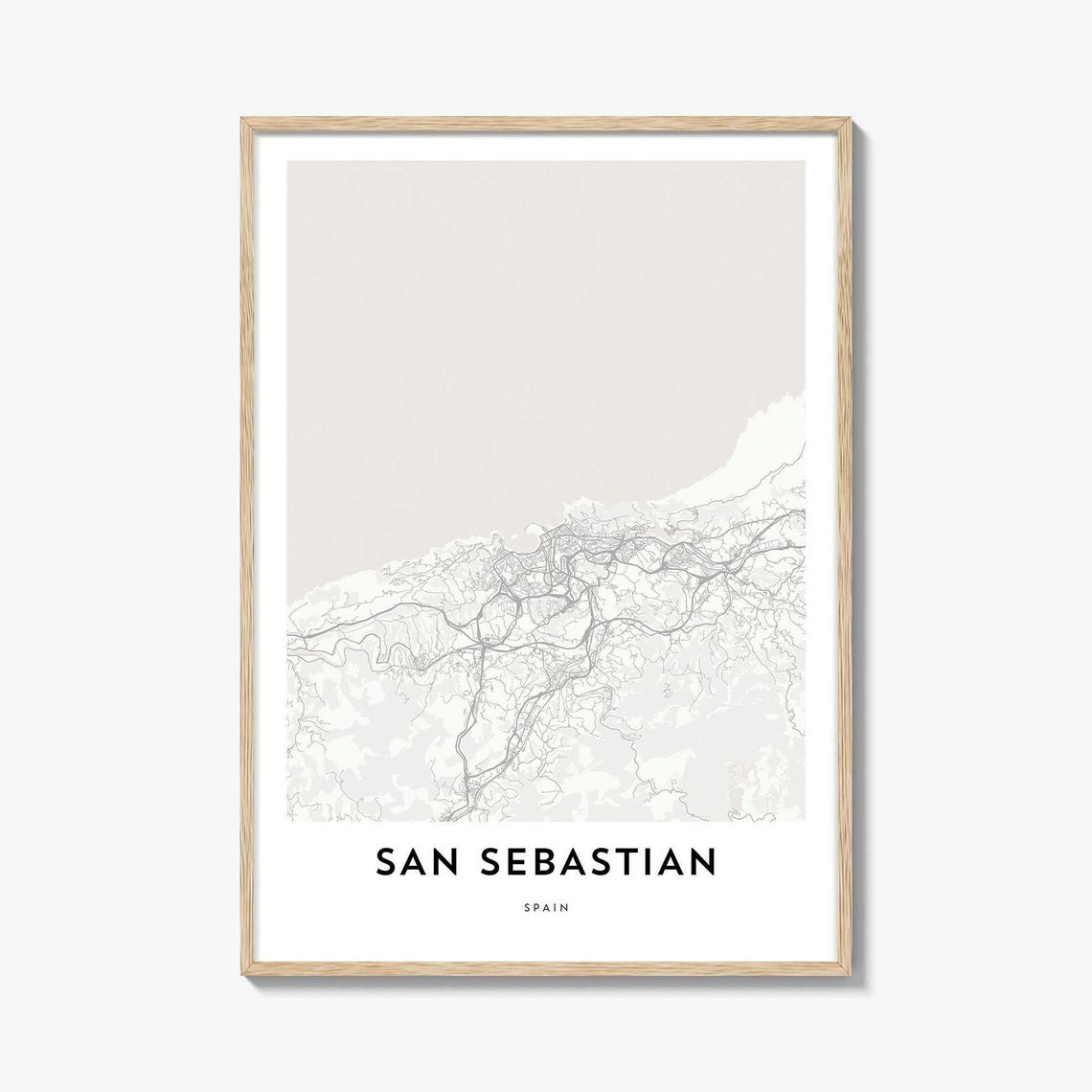 San Sebastian Spain Minimalist City Map Line Art Travel Poster