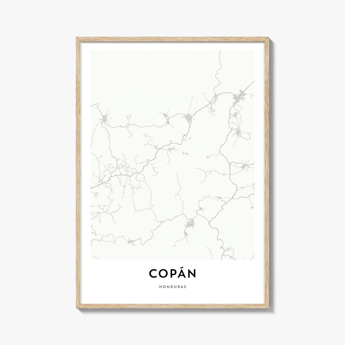 Copan Honduras Minimalist City Street Map Line Art Travel Poster