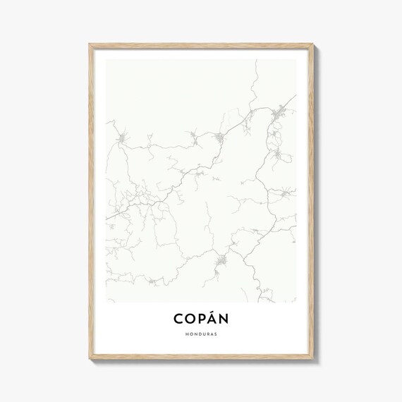 Copan Honduras Minimalist City Street Map Line Art Travel Poster