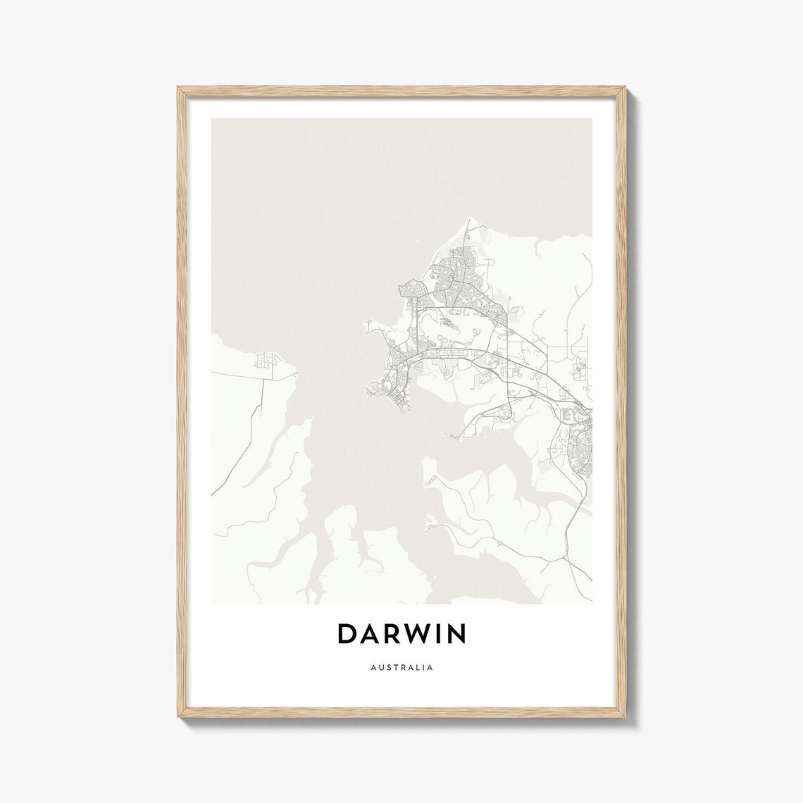 Minimalist Darwin Northern Australia City Street Map Travel Poster