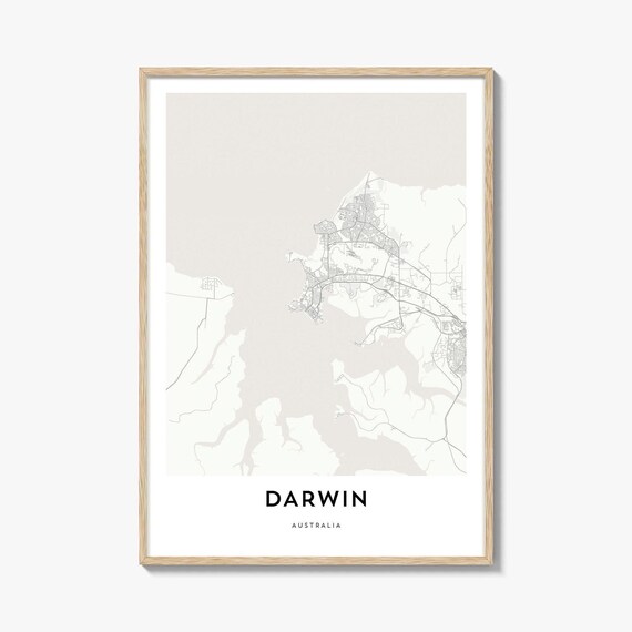 Minimalist Darwin Northern Australia City Street Map Travel Poster