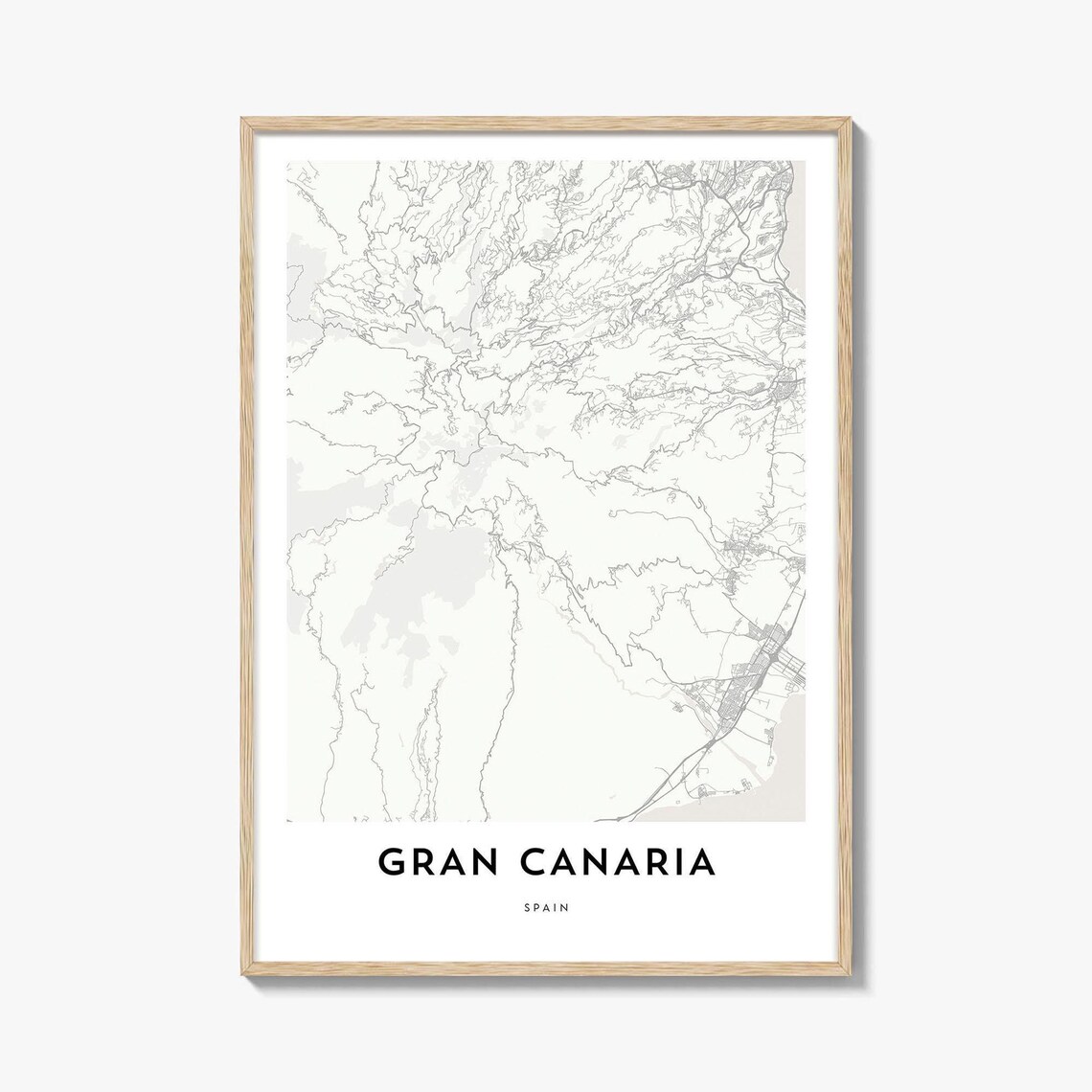 Gran Canaria Spain Minimalist Island Street Map Coastal Decor Poster