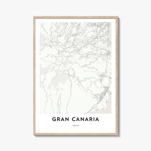 Gran Canaria Spain Minimalist Island Street Map Coastal Decor Poster